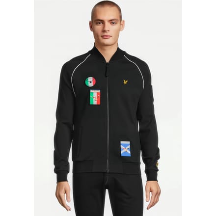 Lyle & Scott Panini Sticker Tracksuit Bomber Jet Black Größe: S | Bomberjacken Outlet | Herren | Schwarz
