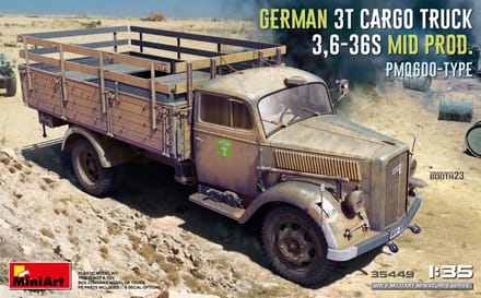 MiniArt Modelbouwpakket Auto - 35449 Duitse Opel Blitz 3t Cargo Truck 3,6-36S Mid Productie - PMQ600-Type Plastic - 1:35 - Modelbouw