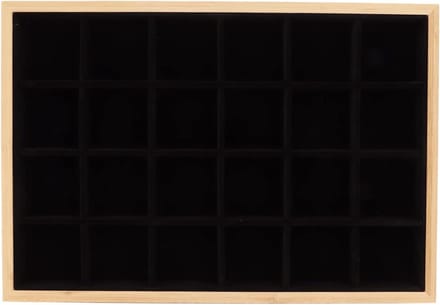 Sieradenopslag Display - Sieradenbakje Organizer - Sieraden Presenteren - 24 Grids Stevig Hout - 35x25x3 cm - Zwart
