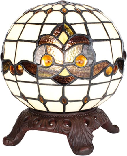 Lumilamp Tiffany Tafellamp Ø 20x25 cm Wit Zwart Glas