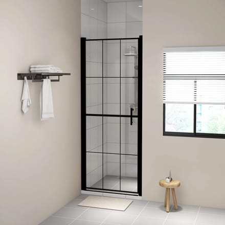 vidaXL - Douchedeur - 91x195 - cm - gehard - glas - zwart