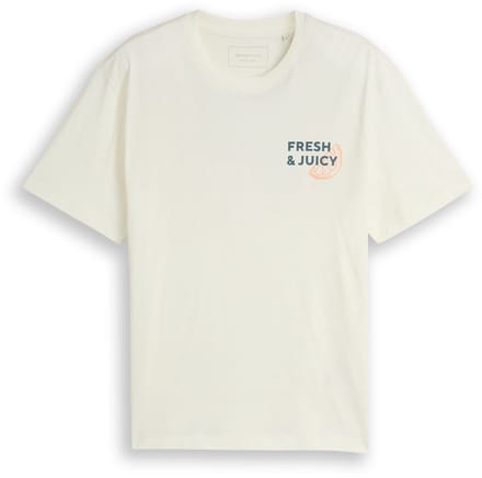 Tom Tailor Denim - T-shirt met relaxte pasvorm en print op de rug - Maat XL - Wool White