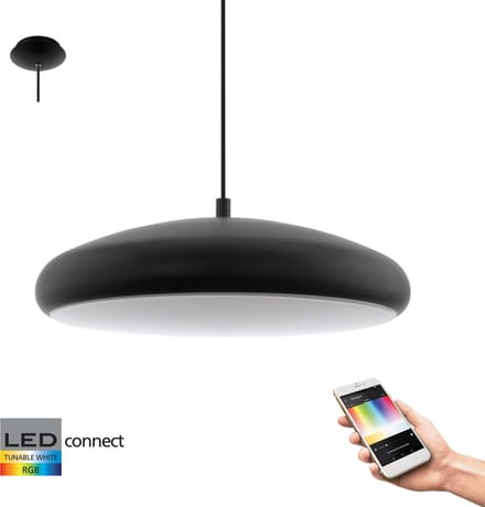 EGLO Connect Riodeva-C - Hanglamp - Wit en gekleurd licht - Ø445 - Zwart - Wit