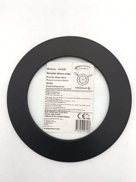 Kachelpijp Ø 150 Rozet - zwart - 40 mm rand