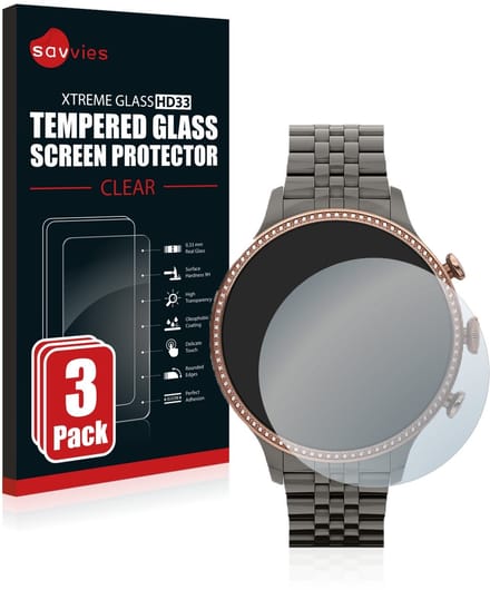 Savvies - Glas Screenprotector voor Fossil Gen 6 (42mm) - Gehard Beschermglas 9H 3 Stuks