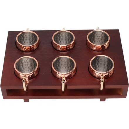 6 stuks 2oz Mule Drink Mok Set met Houder Robuuste Decoratieve Cocktail Hamerslag Beker voor Bar L gray