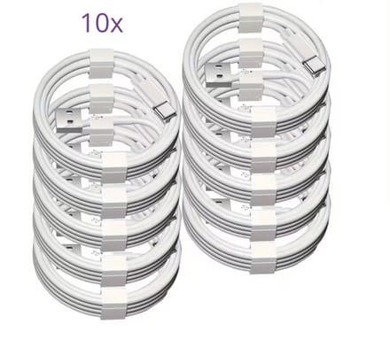 Viewr - USB-A naar USB-C kabel - 10 Stuks - 1 Meter - Oplader Kabel - Snel Lader