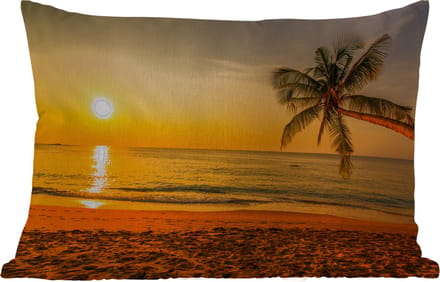 Buitenkussens - Tuin - Palmboom - Strand - Zonsondergang - Zee - 50x30 cm