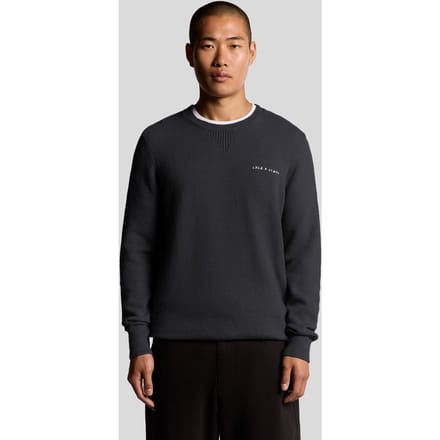 Lyle & Scott Script Knitted Crew Neck Dark Navy Maat: S | Sweaters Outlet | Heren | Blauw