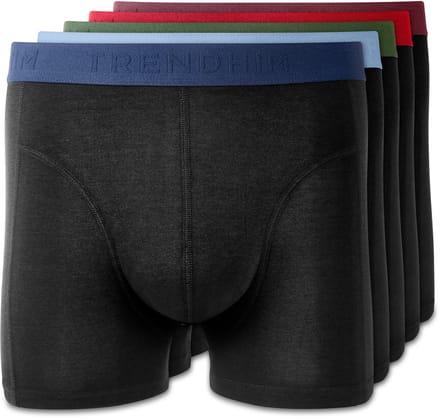 S - FreeFeel | Set van 5 zwarte bamboe boxershorts | Donkergekleurde taillebanden