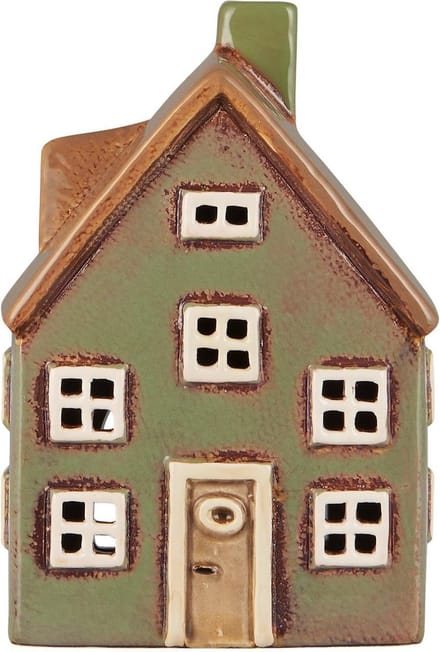 Ib Laursen - Keramieken huisje - waxinelichthouder - groen
