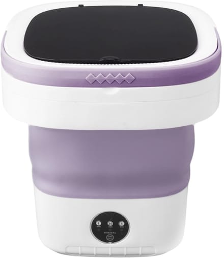 Dailygoods - Mini-draagbare wasmachine - Opvouwbare wasmachine - Efficiënte droger - Paars - Compacte wasmachine - Geschikt voor ondergoed en babykled...