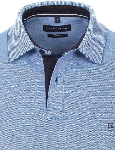 Casa Moda Polo Shirt Comfort Fit Effen Stretch Blauw - M