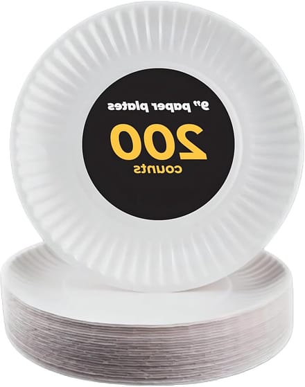 Papieren Borden - Wegwerp Schotels - Feestjes en Snacks - Ongecoat Materiaal - 200 Stuks - Wit