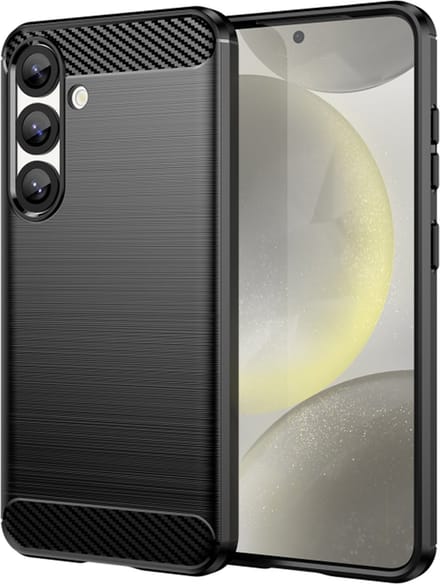 Hoesje geschikt voor Samsung Galaxy S25 Plus - Techsuit Carbon Silicone Back Cover - Zwart