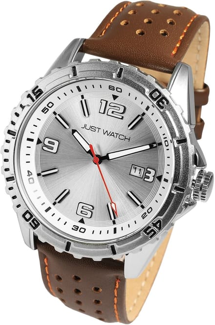 JUST WATCH herenhorloge echt leer datumaanduiding