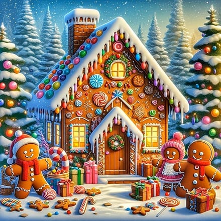 40x40cm Diamond Painting kerst peperkoek huisje nr 603