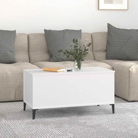 vidaXL - Salontafel - 90x44,5x45 - cm - bewerkt - hout - wit