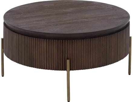Goossens Dagmar Salontafel - Hout - 90 x 45 x 90 cm - Rond - bruin