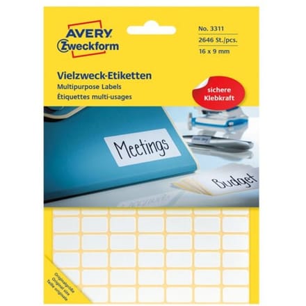 Huismerk Avery 3318 Handmatige Etiket 22x18mm Wit