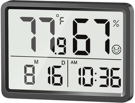 Digitale thermometer en hygrometer voor binnen met grote LCD-cijfers