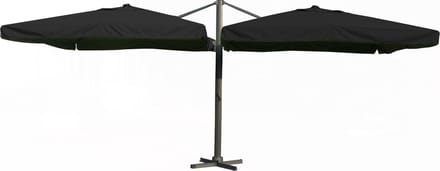 Paralux dubbele zweefparasol - 2 doeken van 3x3m - Zwart