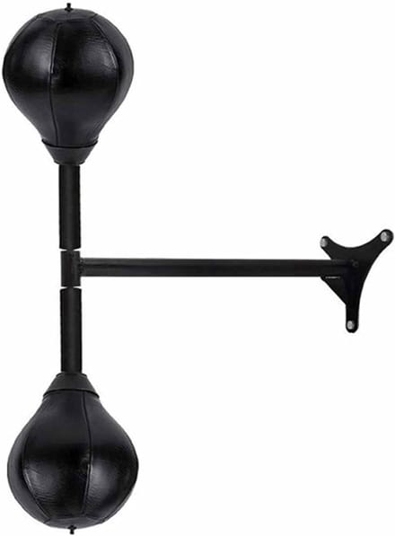 Boksbal Set - Speedball Trainer - Stress Verlichten - Dubbele Eindbal - 40 cm Stang - Zwart