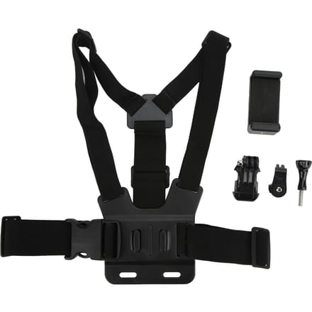 Verstelbare Selfie Borstbevestiging Harness Strap met Telefoon Cliphouder Compatibel met de Meeste Smartphones black