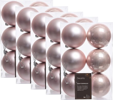 Decoris Kerstballen - 30x st - lichtroze - D8 cm - kunststof - mat/glans - kerstversiering