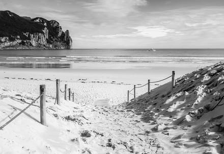 Fotobehang Beach Path Nature Sea SandCliff | PANORAMIC - 250cm x 104cm | 130g/m2 Vlies