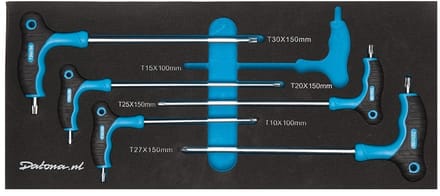Datona® 6-delige torx sleutelset met T-greep in Pro softmodule - T10 tot T30