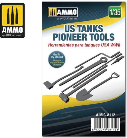 AMMO by Mig Jimenez Modelbouwpakket - AMMO MIG 8112 US WWII Tank Pioneer Tools Resin onderdeel - 1:35 - Modelbouw