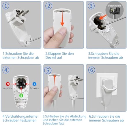 Ruimtebesparende platte geaarde stekker set - 2 stuks - IP20 - 250V - 16A