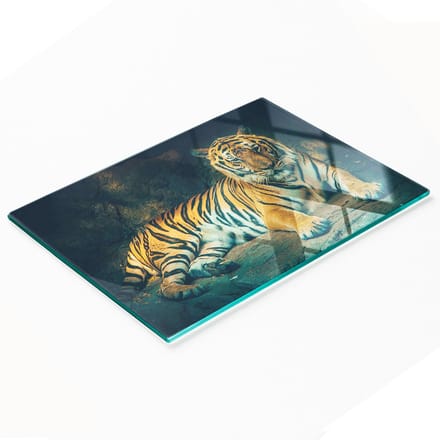 Decoratieve glazen snij- en serveerplank Tiger Cave 80x52 cm