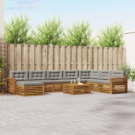 vidaXL - Buiten - bank - set - 9 - st - Natuurlijk - en - Licht - Grijs
