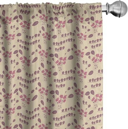 ABAKUHAUS – 2-delige gordijnset, microvezel, halfverduisterend, beige