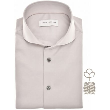 John Miller Overhemd Natural Comfort Knitted Organic Cotton Shirt Licht Grijs / male