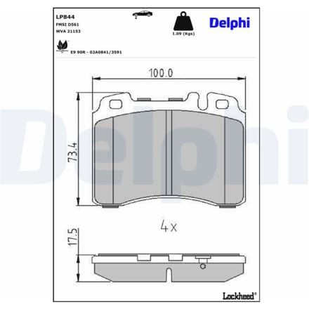 Remblokset DELPHI LP844, voor