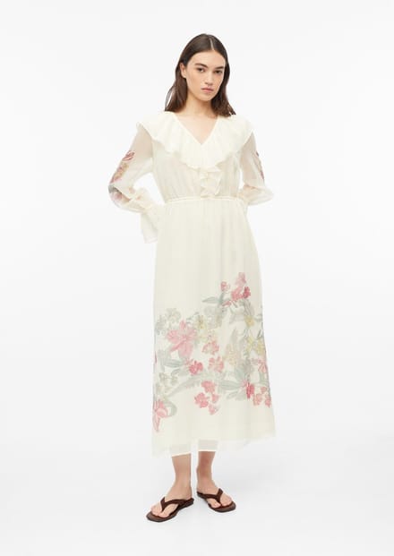 Rok met lange mouwen met print en volants voor dames COMMA