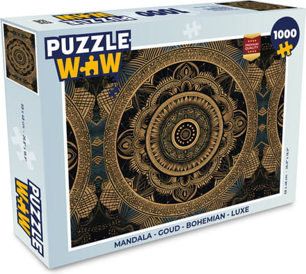 Puzzel Mandala - Goud - Bohemian - Luxe - Legpuzzel - Puzzel 1000 stukjes volwassenen