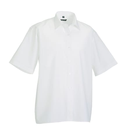 Russell Collection Heren Poplin Easy-Care overhemd met korte mouwen (Wit)