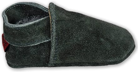 Aapie Basic donker grijs - babyslofjes - leer - kleur donkergrijs - antislip - maat S