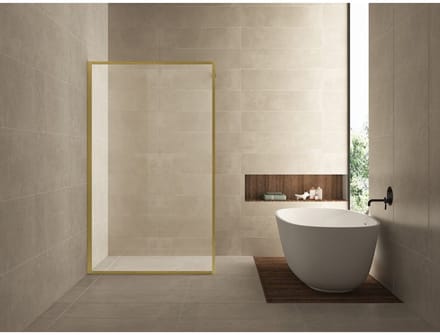 H&F Inloopdouche 140x200 cm – 8 mm Nano Helderglas – Geborsteld Goud – Square Douchewand