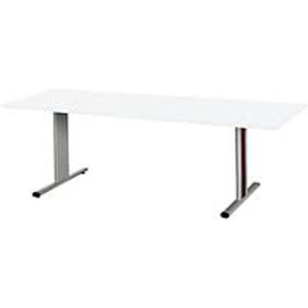 Schäfer Shop  Select Planova vergadertafel, rechthoekig, 2000 x 800 mm, wit, accentlijsten bordeaux-violet