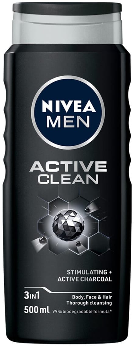NIVEA Men Douchegel Active Clean - 3 x 500 ml - Voordeelverpakking