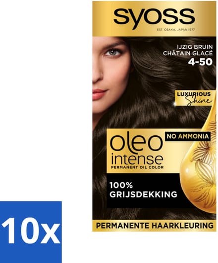 Syoss Oleo Intense - Haarverf - 4-50 - Ijzig Bruin - 115ml x 10