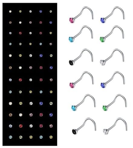 Fako Bijoux® - Neuspiercing - Bocht Kristal - Gekleurd - 60 Stuks