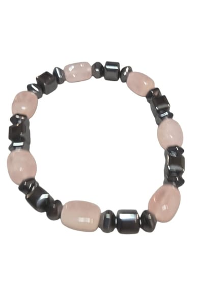 Rozenkwarts met hematiet armband.