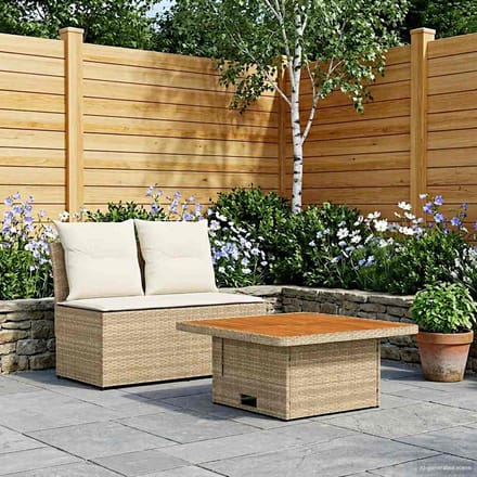 vidaXL - 2 - Stuk - Tuin - middelste - sofa - met - opklaptafel - poly - rattan