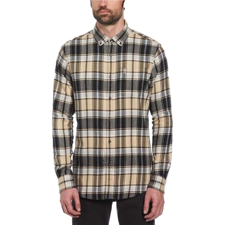 Original Penguin Heren geruit normaal overhemd (Echt zwart/beige)